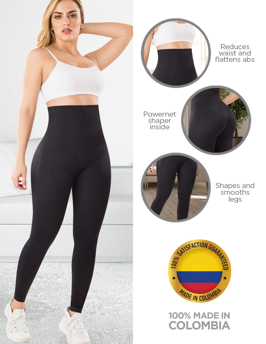 ARANZA Womens Butt Lifting Leggings | High Waist Compression Shaper | Black  Colombian Pant