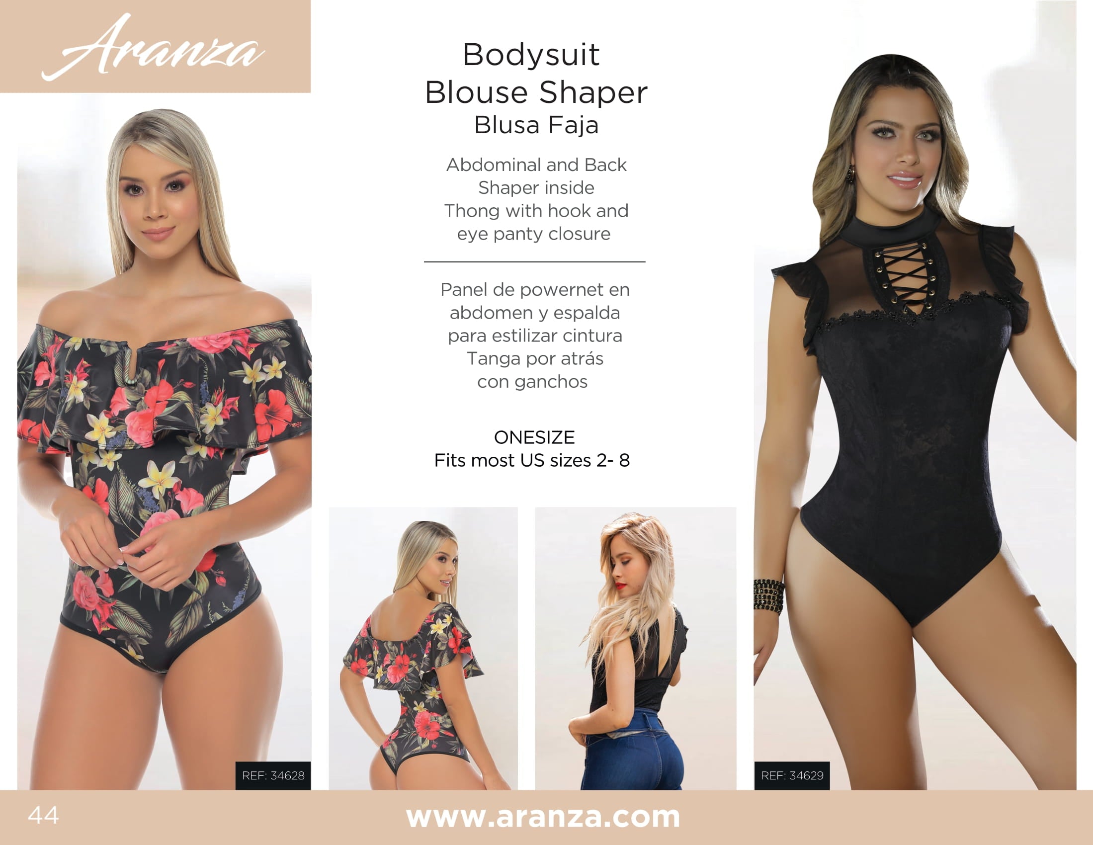 ARANZA Women's Bodysuit Blouse Tummy Control Body Shaper Black Thong Long  Sleeve Blusas Colombianas at  Women's Clothing store