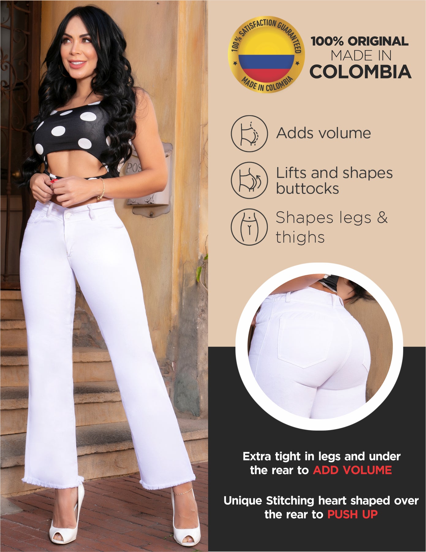 ARANZA Stretch Acampanado Butt Lifting Jeans  Pantalones de Mujer  Colombianos Levanta Cola Karen - Blue - 6 US : : Fashion