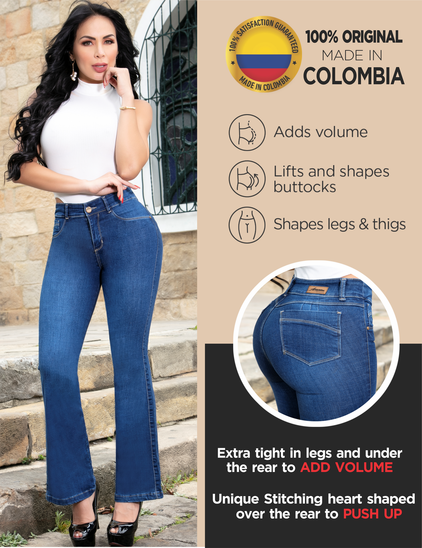 Karen, Jeans acampanados colombianos para mujer