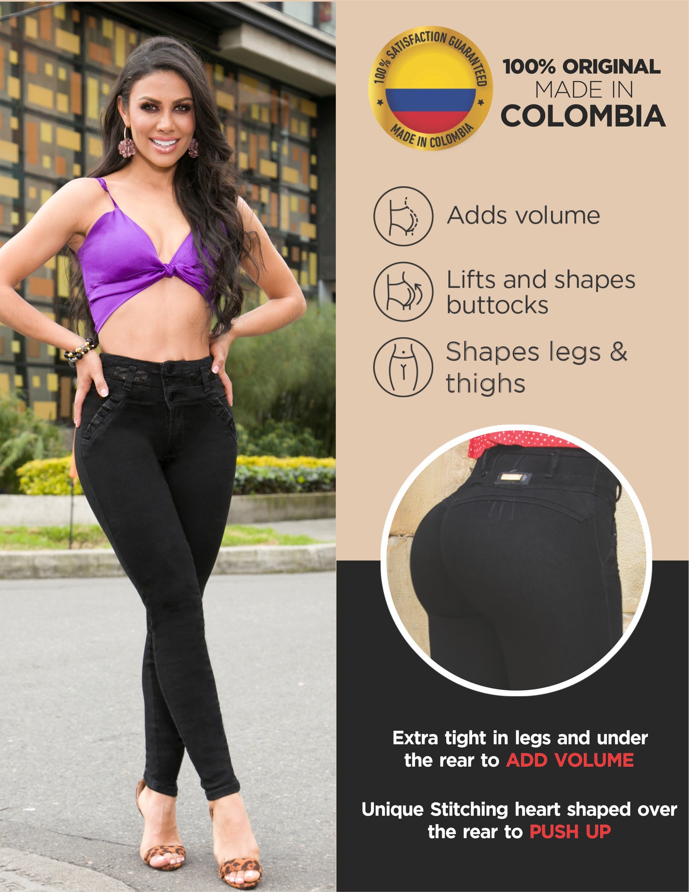 Pantalones de Mujer Colombianos Levanta Cola Pompis Butt Lifter Push Up  Jeans